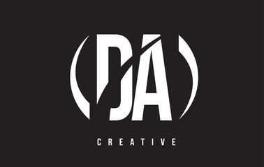 DA D A White Letter Logo Design with Black Background.