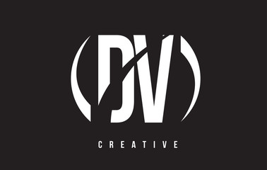 DV D V White Letter Logo Design with Black Background.