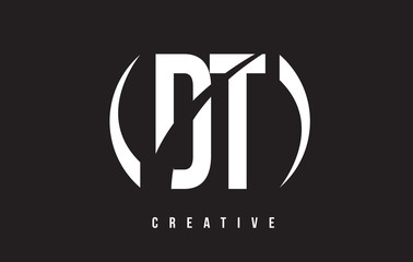 DT D T White Letter Logo Design with Black Background.