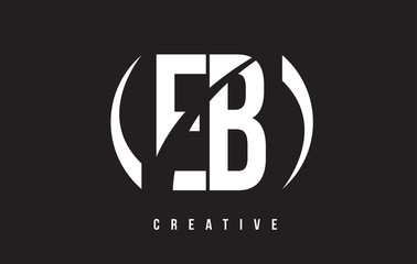 EB E B White Letter Logo Design with Black Background.