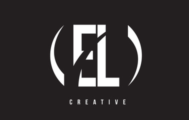 EL E L White Letter Logo Design with Black Background.