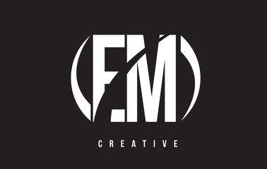 Fototapeta premium EM E M White Letter Logo Design with Black Background.