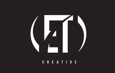 Obraz premium ET E T White Letter Logo Design with Black Background.