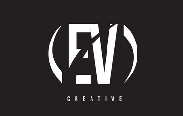 Fototapeta premium EV E V White Letter Logo Design with Black Background.