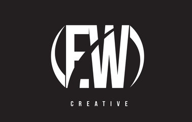 EW E W White Letter Logo Design with Black Background.