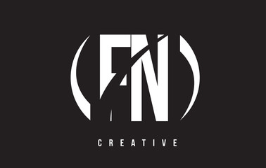 FN F N White Letter Logo Design with Black Background.