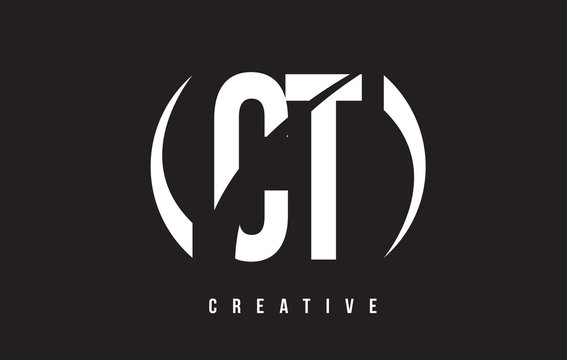 CT C T White Letter Logo Design with Black Background.
