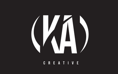 KA K A White Letter Logo Design with Black Background.