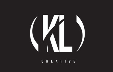 KL K L White Letter Logo Design with Black Background.