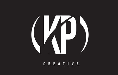 Fototapeta premium KP K P White Letter Logo Design with Black Background.