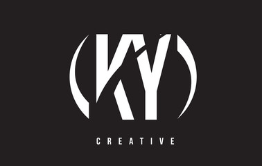 Obraz premium KY K Y White Letter Logo Design with Black Background.