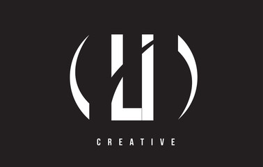 LI L I White Letter Logo Design with Black Background.