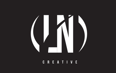 LN L N White Letter Logo Design with Black Background.