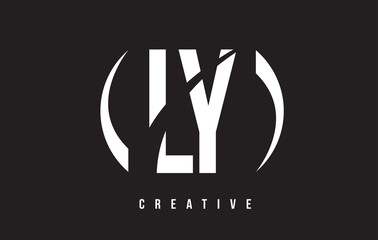 LY L Y White Letter Logo Design with Black Background.