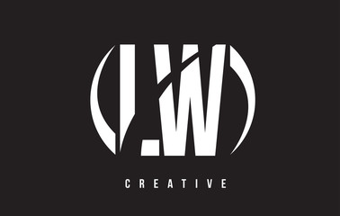 LW L W White Letter Logo Design with Black Background.