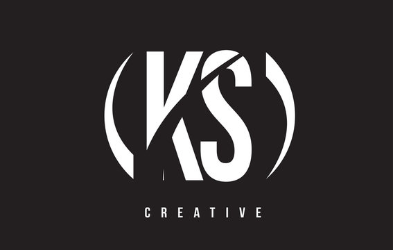 KS K S White Letter Logo Design with Black Background.