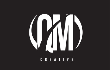 QM Q M White Letter Logo Design with Black Background.