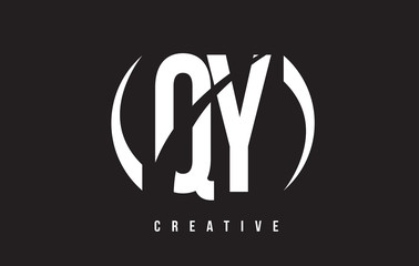 QY Q Y White Letter Logo Design with Black Background.