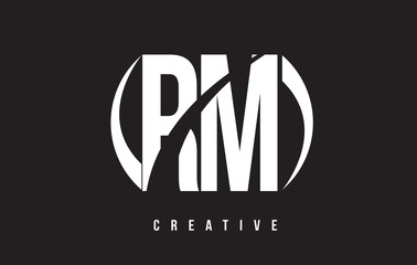 RM R M White Letter Logo Design with Black Background.