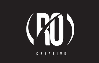RO R O White Letter Logo Design with Black Background.