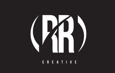 RR R White Letter Logo Design with Black Background.