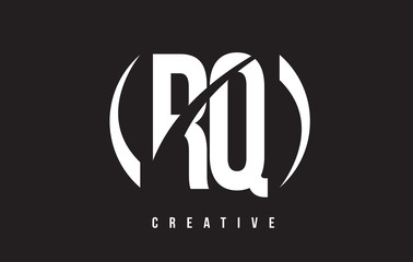 RQ R Q White Letter Logo Design with Black Background.