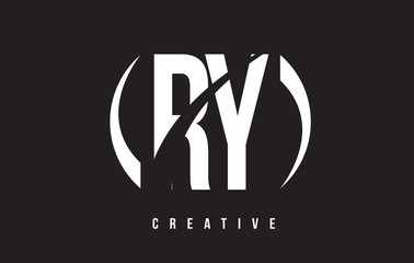 RY R Y White Letter Logo Design with Black Background.