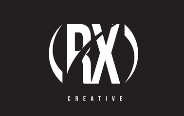 RX R X White Letter Logo Design with Black Background.