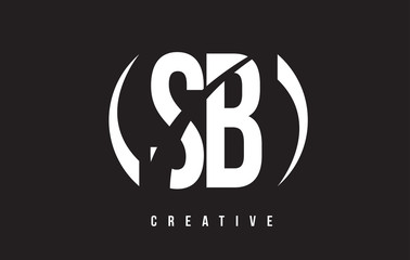 SB S B White Letter Logo Design with Black Background.