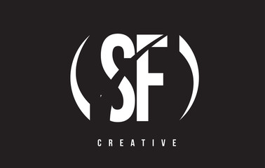 SF S F White Letter Logo Design with Black Background.