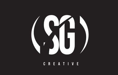 SG S G White Letter Logo Design with Black Background.