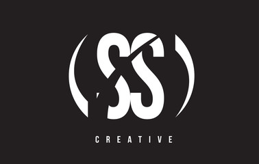 SS S S White Letter Logo Design with Black Background.