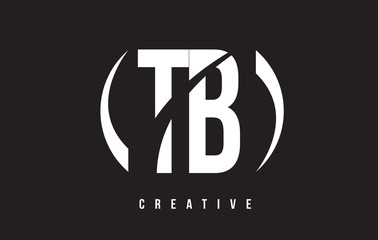 TB T B White Letter Logo Design with Black Background.