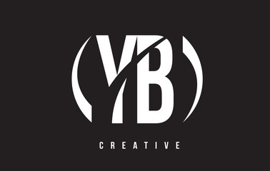 YB Y B White Letter Logo Design with Black Background.