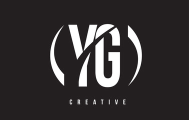YG Y G White Letter Logo Design with Black Background.