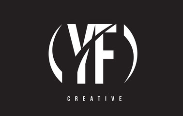 YF Y F White Letter Logo Design with Black Background.