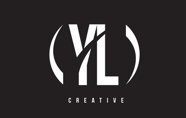 YL Y L White Letter Logo Design with Black Background.