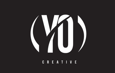Fototapeta premium YO Y O White Letter Logo Design with Black Background.