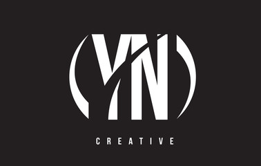 YN Y N White Letter Logo Design with Black Background.