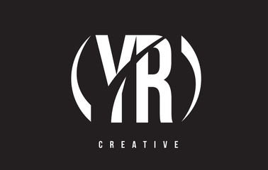 YR Y R White Letter Logo Design with Black Background.