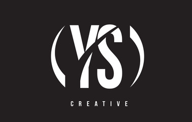 YS Y S White Letter Logo Design with Black Background.