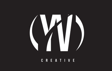 Fototapeta premium YV Y V White Letter Logo Design with Black Background.