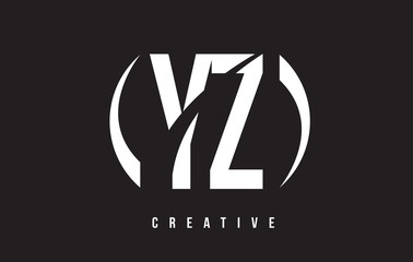 YZ Y Z White Letter Logo Design with Black Background.