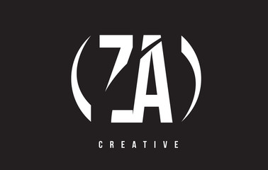 ZA Z A White Letter Logo Design with Black Background.