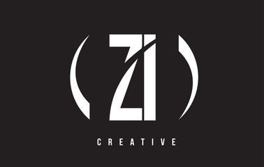 ZI Z I White Letter Logo Design with Black Background.