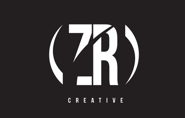 ZR Z R White Letter Logo Design with Black Background.
