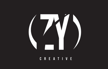 ZY Z Y White Letter Logo Design with Black Background.