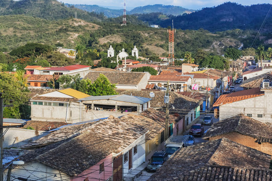 Aerial view at town of Gracias in Honduras