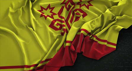 Chuvashia Flag Wrinkled On Dark Background 3D Render