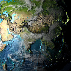 Asia on physical map © harvepino